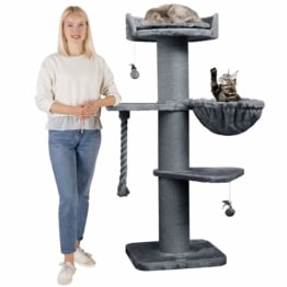 HAPPYPET XXL Kratzbaum Cooper, 150 cm Kletterbaum für Maine Coon, 20 cm Dicke Stämme